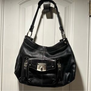 B Makowsky Black Leather Shoulder Bag-FANTASTIC❣️
